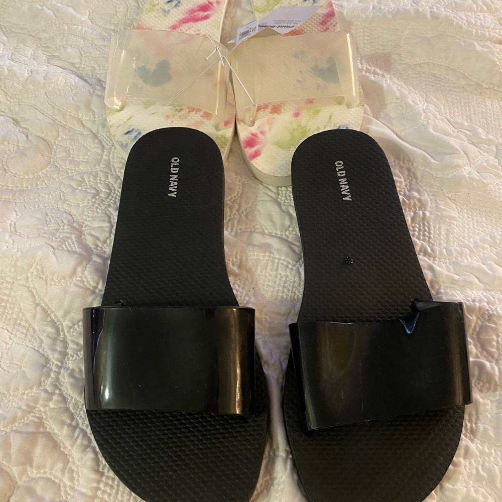 Old Navy Black Women's Slide Sandals 2 pairs 10